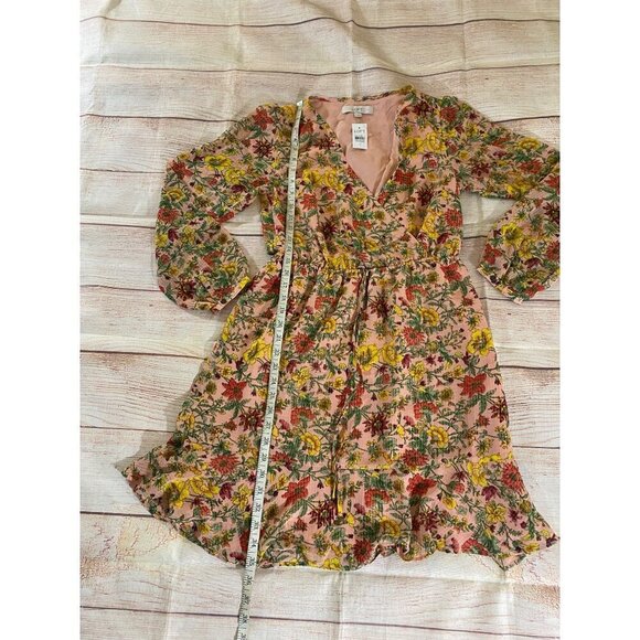 NWT Loft Women's Yellow Flounce Wrap Dress Long Sleeve - Small - Picture 8 of 14